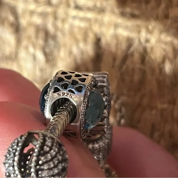 PANDORA Silver 925 Bracelet Full Of 16 Charm Beads L18cm with Box - Picture 8 of 15